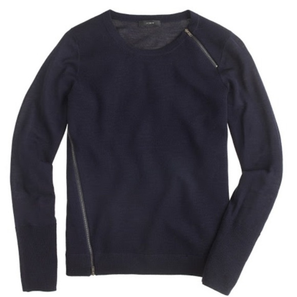 🌾 J.Crew Merino Wool Asymmetrical Zip Sweater